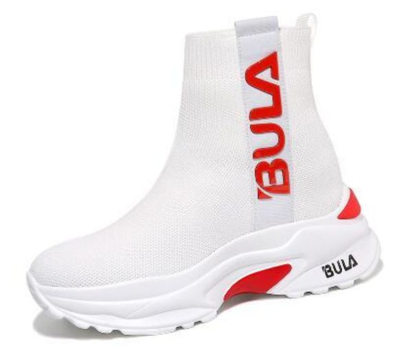 

горячая распродажа-2019 женские скоростные стрейч-вязаные средние кроссовки h, Black;white