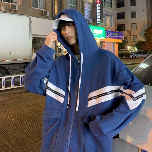 

2020 spring and autumn hooded sweater men's cardigan tide brand ins wind net red sports hooded jacket men super fire jacket, Black;brown