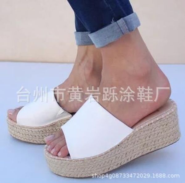 

platform solid concise wedges slides women med summer office career slippers outside casual slip-on ladies shoes shallow, Black