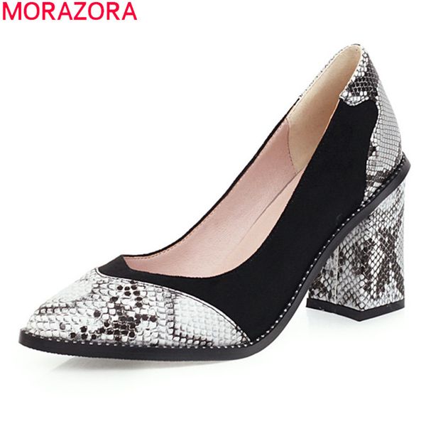 

morazora big size 33-47 2020 fashion high heels shoes summer shallow pointed toe ladies party shoes 4 colors classic women pumps, Black