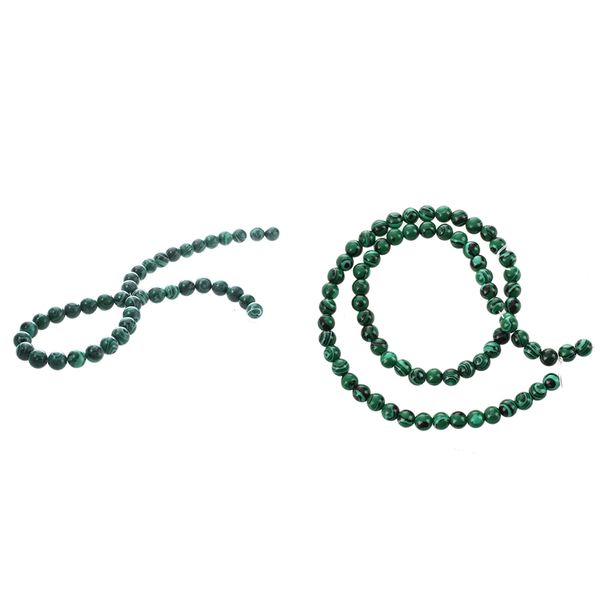 

2pcs malachite gemstone gem stone round beads strand - 10mm & 6mm