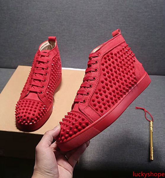 

big size eur36-47 designer shoes high cut spike sedue calf sneaker luxury party wedding shoes genuine leather casual shoes