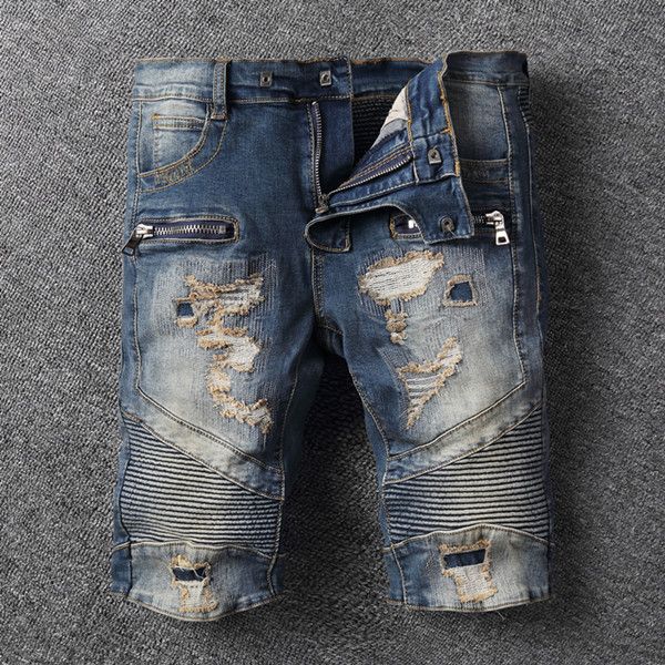

mens designer summer shorts pants men s designer shorts pants summer fashion men denim jeans slim straight pants, Blue
