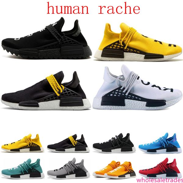 

human race hu trail pharrell williams running shoes for men women black yellow all white mens trainers designer sports sneakers