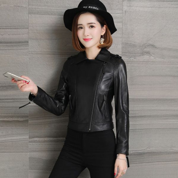 

2018 new fashion genuine sheep leather jacket h21, Black