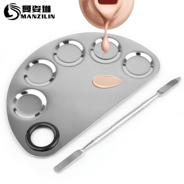

1 set semi-circular grooved professional cosmetic makeup palette nail art for paint color mixing palette set makeup artist tool
