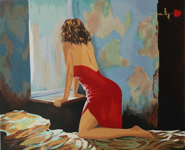 

александр borewko lady in red красивая модель картина домашнего декора ремесленных / hd печати живопись маслом на холсте wall art pictures 1