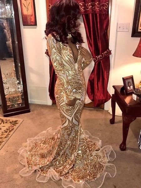 

2019 новые золотые блестки пром вечерние платья сексуальная русалка глубокий v шеи формальное вечернее платье оболочка плюс размер платья дл, Black