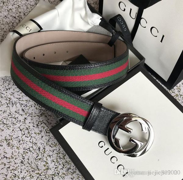 

2019 green with red designers belts mens belts for women luxury belt leather belts women big gold buckle shipping with box, Silver