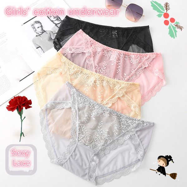 

factory direct wholesale 2020 stylish underwear ultra-thin seamless women's lace triangle underwear net ice silk transparent waist seal