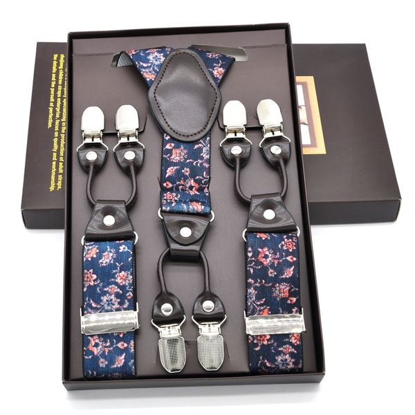 

fashion suspenders leather straps 6 alloy clips for suspenders elastic & length-adjustable trousers suspender 3.5*120cm, Black;white