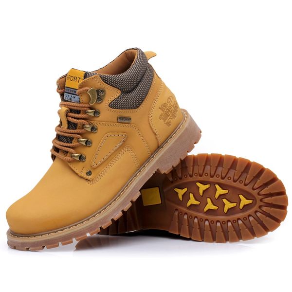 

warm men's winter leather men's non-slip rubber snow boots casual boots retro fashion tooling mens, Black