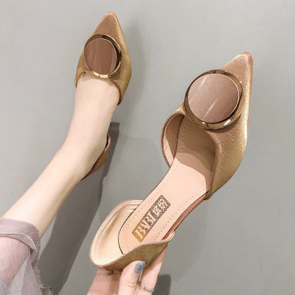 

pointed in the single shoes female 2020 spring new korean version of the wild shallow mouth stiletto heel fairy shoes, Black