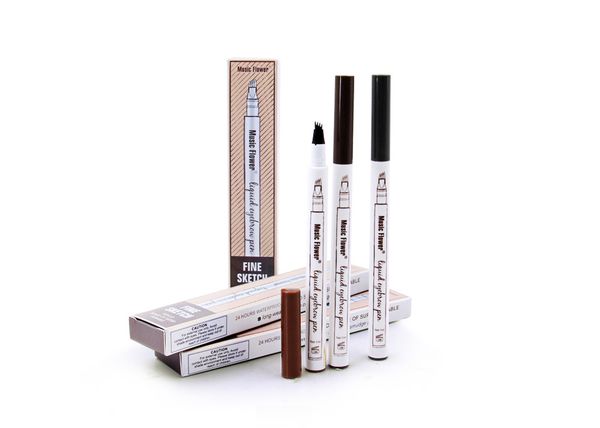 

200pcs music flower patented microblading eyebrow tattoo pen waterproof fork tip eyebrow pencil 4 heads liquid eye brow makeup
