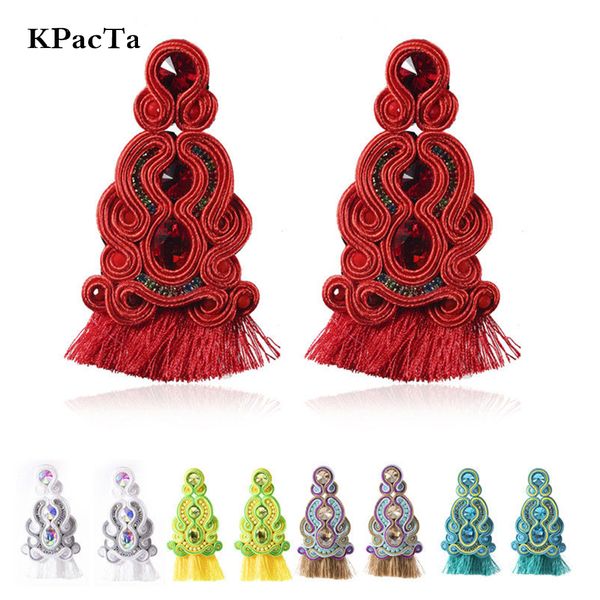 

new fashion handmade production leather earrings jewelry for women soutache ethnic style big drop earring party gifts oorbellen, Silver