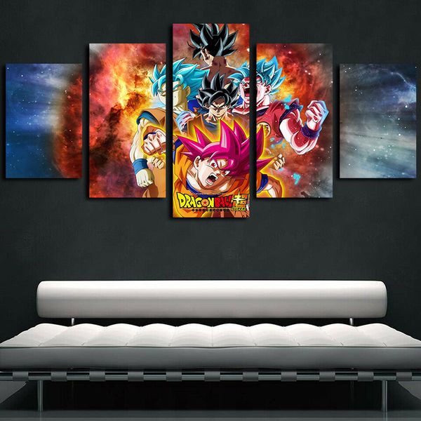 

5 panels anime dragon ball z super artworks giclee canvas wall art for kid home wall decor abstract poster canvas print oil painting