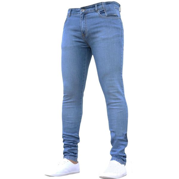 

мужские фирменные джинсы скинни voguetrousers джинсовые рваные джинсы homme эластичные брюки-карандаш с уличной одеждой больших размеров nic, Blue