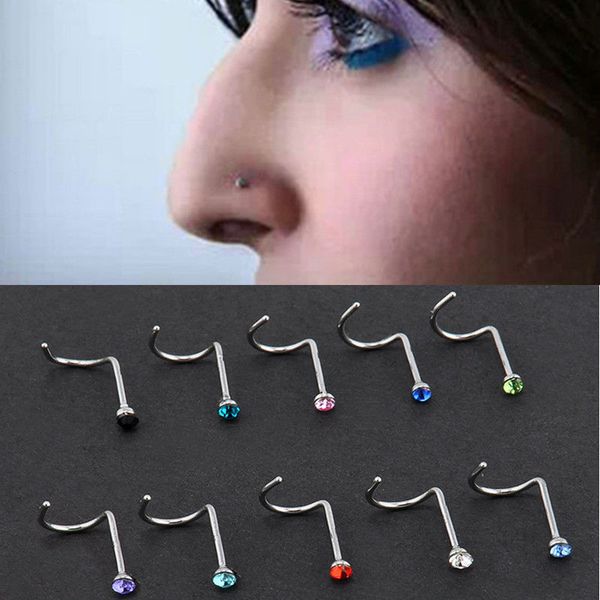 

10pcs punk style piercing nose lip jewelry body jewelry for man women studs 2mm pick ing, Slivery;golden