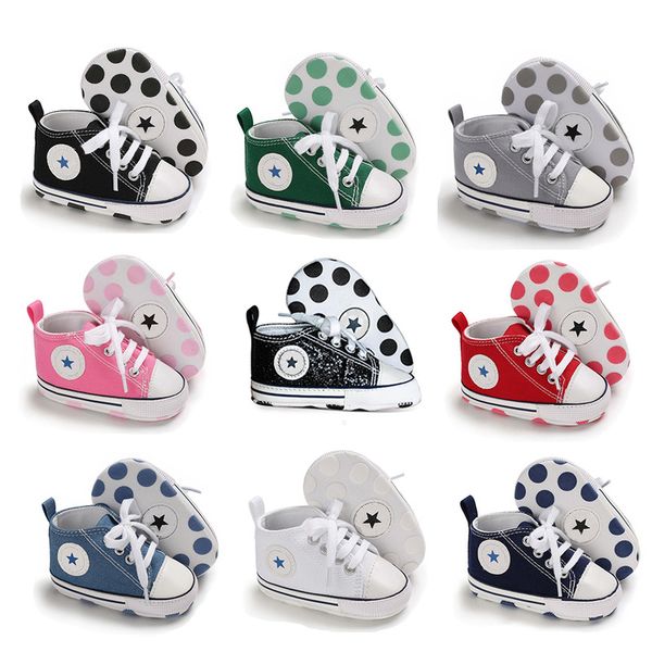 

newborn first walkers crib shoe white soft anti-slip sole toddler casual canvas baby infant boy girl shoes