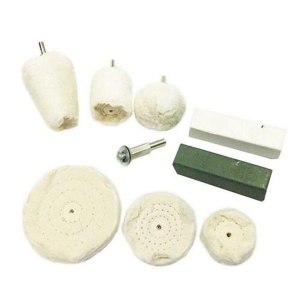 

9pcs polishing kit dome goblet cylinder mop buffing wheel compound t-shaped wheel grinding head band 1/4 handle suitable for man