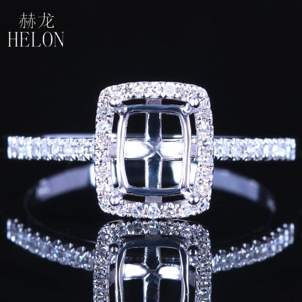 

helon emerald cut 5x7mm solid 14k white gold 100% genuine natural diamond semi mount ring setting women trendy fine jewelry gift, Golden;silver