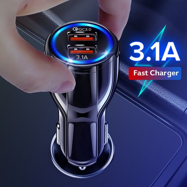 

18w 3.1a автомобильное зарядное устройство quick charge 3.0 универсальный dual usb быстрая зарядка qc для iphone samsung xiaomi мобильный те