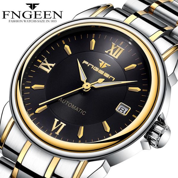 

mechanical watch men mens watches luminous calendar waterproof wrist watch stainless steel automatic wristwatch, Slivery;brown