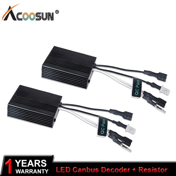 

acoosun led decoder resistor canbus harness adaptor for h3 h7 h1 h8 h11 hb3 9005 hb4 9006 headlight bulbs light error 12v