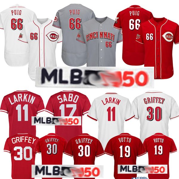 

66 Yasiel Puig jersey 19 Joey Votto 5 Johnny Benc 14 Pete Rose 17 Chris Sabo 11 Barry Larkin baseball jersey