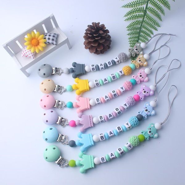 

diy baby pacifier clips cartton koala silica gel pacifier soother holder clip chain beaded nipple teether dummy strap chain baby accessoeies