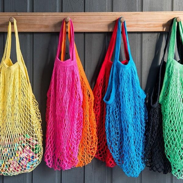 

shopping bag mesh elastic supermarket reusable fruit vegetable storage portable