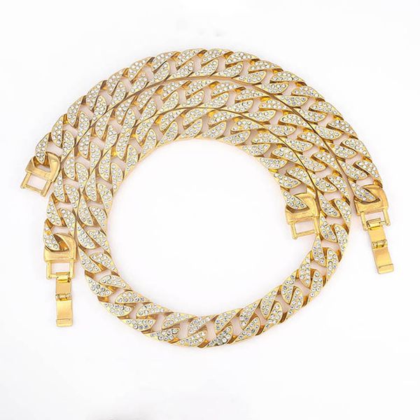 

Ювелирные ожерелья кристалла алмаза кубинский Link ожерелье Bling для мужчин Женщины