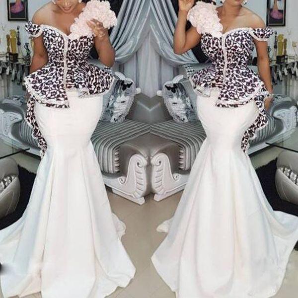 

appliqued lace ruffles one-shoulder mermaid prom dresses simple sweetheart sweep train customed made party dress, White;black