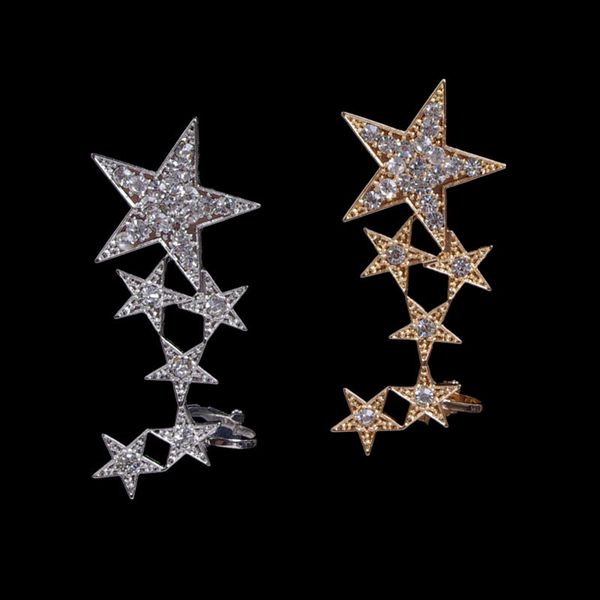 

clip on earrings pierced ear cuff masculino women earrings star rhinestone ear wrap earcuff brincos gold silver color