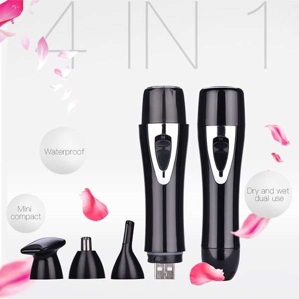 

ckeyin lady 4 in 1 usb electric epilator hair removal women shaver for armpit leg private part eyebrow shaving nose trimmer