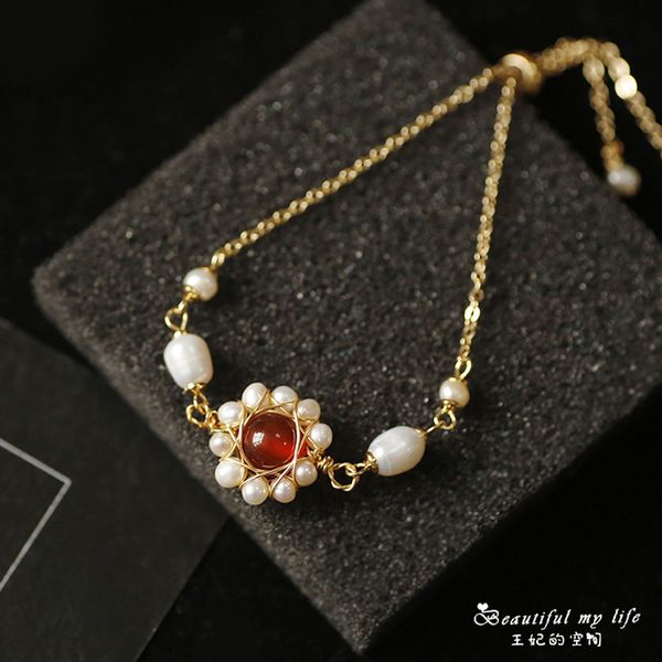 

baroque bracelet natural white freshwater pearl bracelet christmas gift for women mother days gift ing, Golden;silver