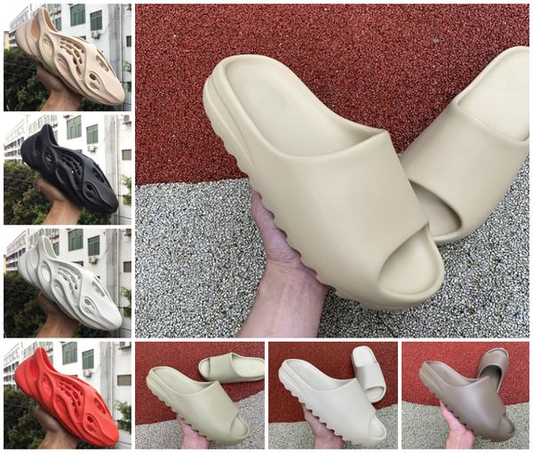 

2020 kanye west slipper men women slide bone earth brown desert sand slide resin sandals foam runner size 36-45, Black