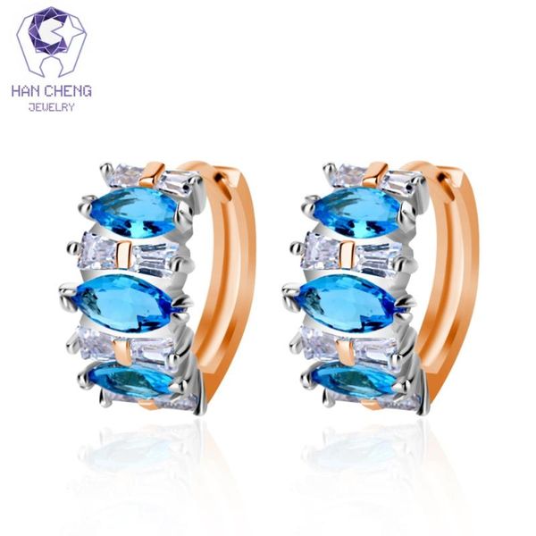 

hancheng new fashion luxury small golden plated round zircon gem stone circle hoop earrings for women jewelry brincos bijoux