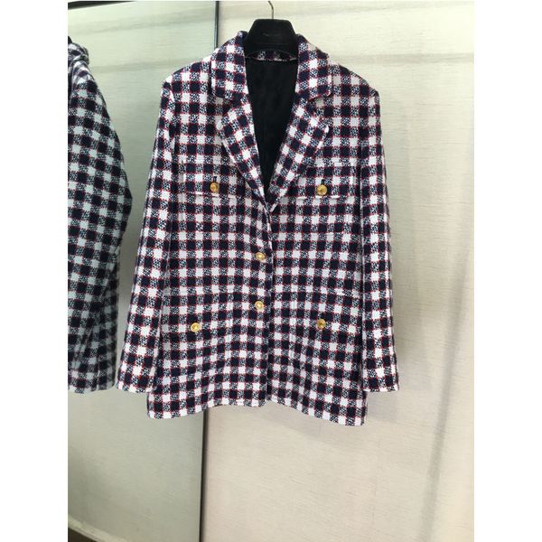 

guc взлетно-посадочная полоса куртка плед мода с длинным рукавом тканые ткани куртка одежда женское качество, Black;brown