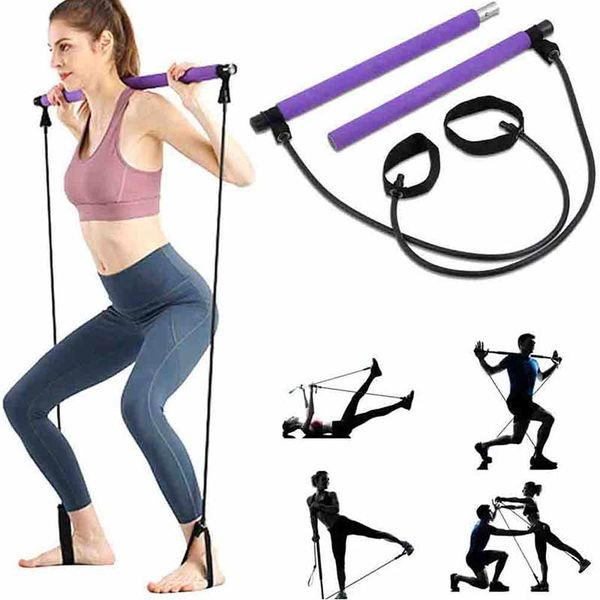 

pilates training stick bodybuilding rubber tube elastic band fitness equipment training exercise