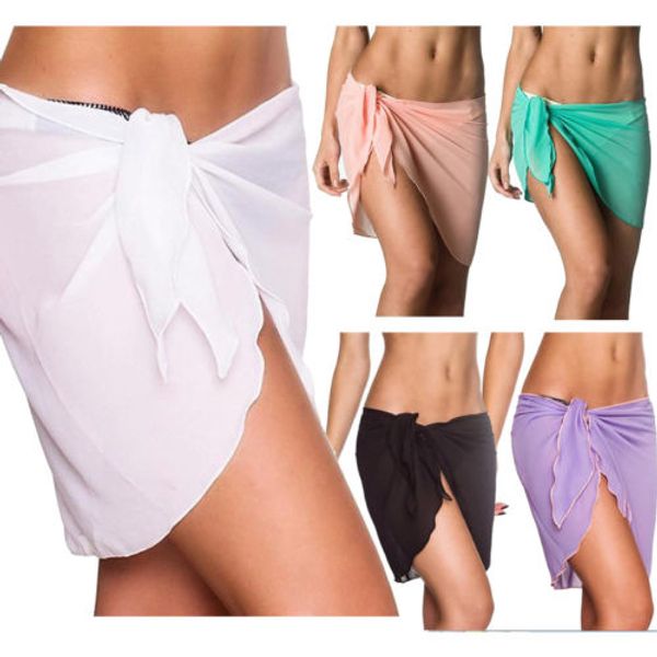 

women beach summer chiffon bikini cover ups short sarong wrap sundress holiday beach swimwear bathing suit beachwear skirts