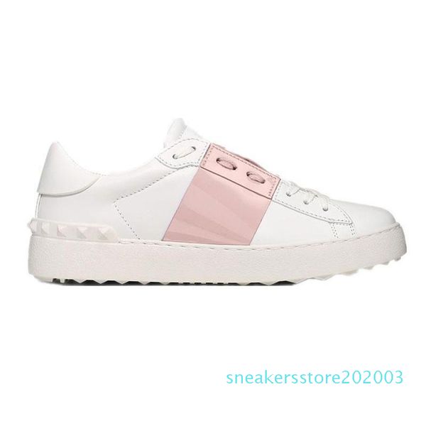 

luxury designer shoes for men women rivet sliver black green pink stripe leather walking casual shoe size 36-46 s03