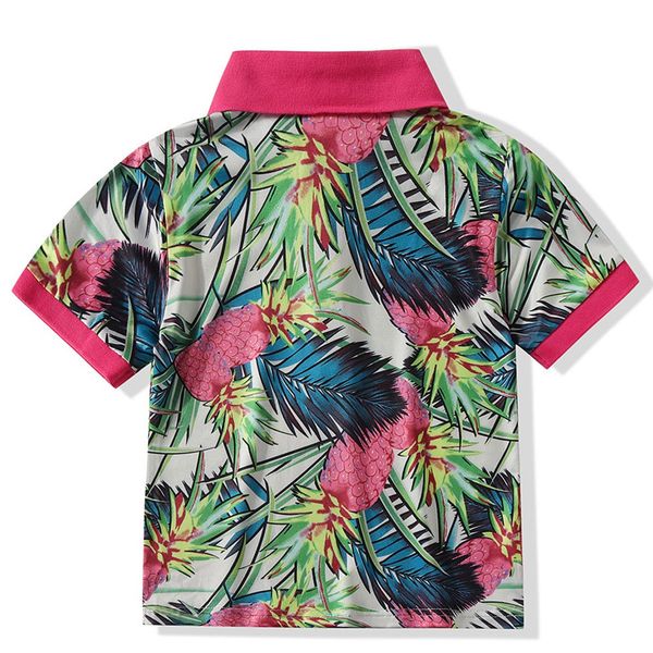 

kids boys blouse summer pineapple print t-shirt short sleeve tee, White;black