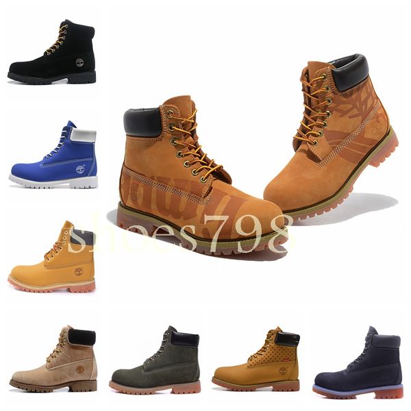

2019 fashion designer men luxury trainers wheat black leather 6 inch ankle combat work winter casual shoes chaussures sneakers