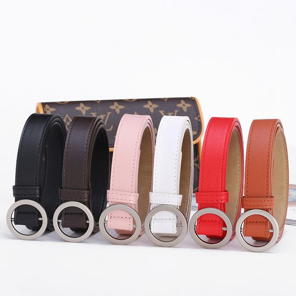 

round buckle needleless women's belt korean casual versatile fine decorative belt fashion belt, Black;brown