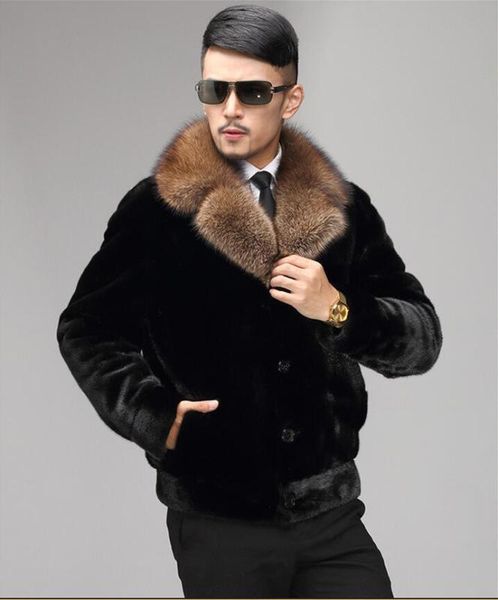 

black man jackets autumn faux mink leather jacket mens winter thicken warm fur leather short coat men jaqueta de couro fashion