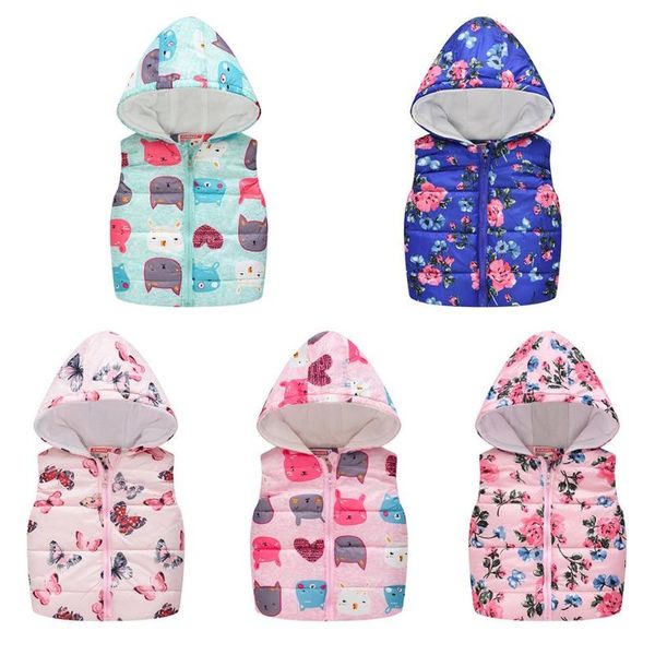 

lovely printing hoodies vest coat kid temperament sleeveless outerwear korean warm zip cardigan simple generous waistcoat, Blue