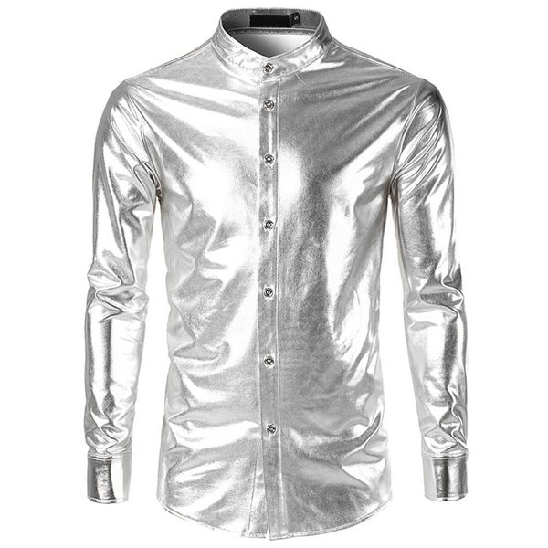 

spring autumn men's shirts long sleeve slim fit basic program bright performance show white male social shirts clothing