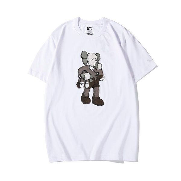 

2020 men designer t shirt high-quality/kaws-printing short-sleeved tee men and women fashion luxury round neck cotton joint print shirt, White;black