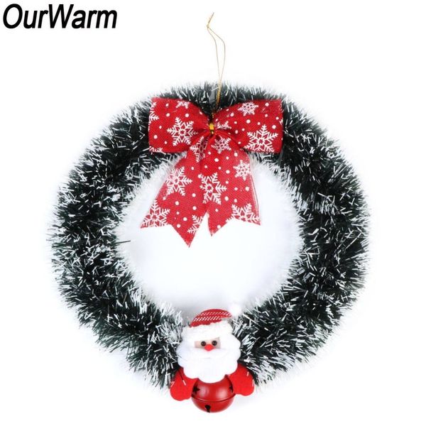 

ourwarm 33cm santa claus bell christmas garland merry christmas door wreaths xmas tree decorations for home window decor